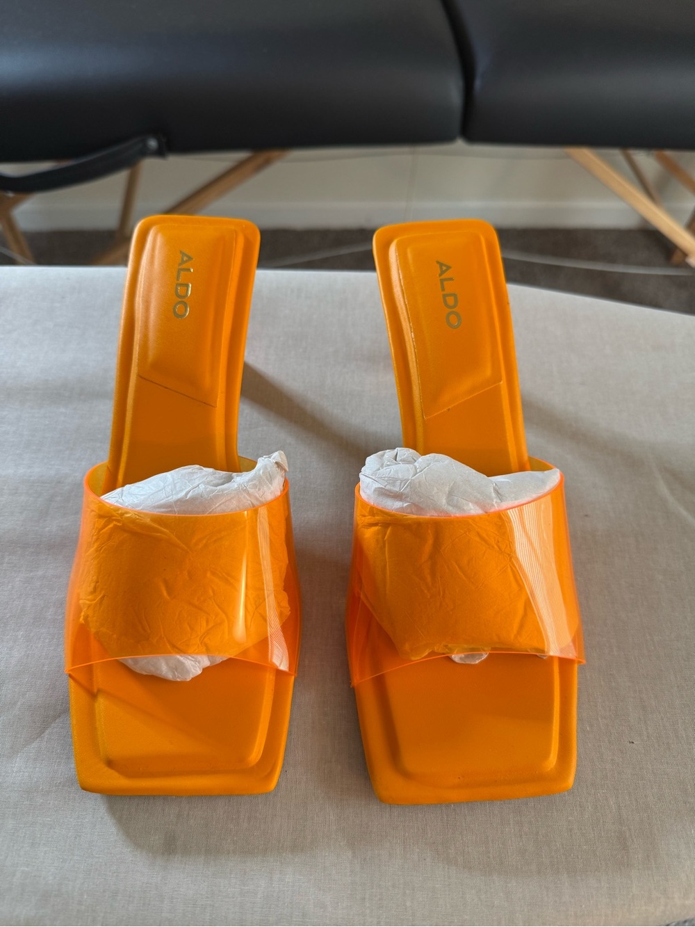 ALDO Bright Orange Square-Toe Slide Mules